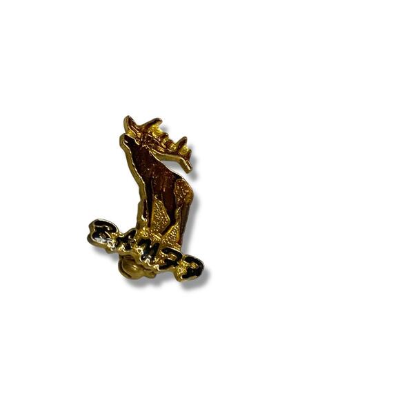 Vintage Banff Canada Resin Moose Elk Lapel Pin 1" Goldtone - Picture 2 of 6